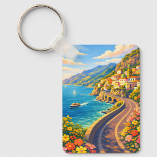 Porte-clés Amalfi Coast Italy Riviera Vintage Travel Keychain