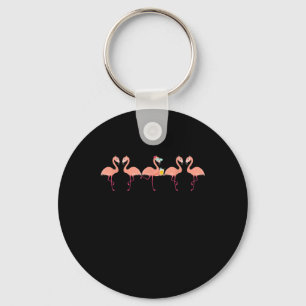 Porte-clés Amant de cocktail de fête de bachelor flamant drôl