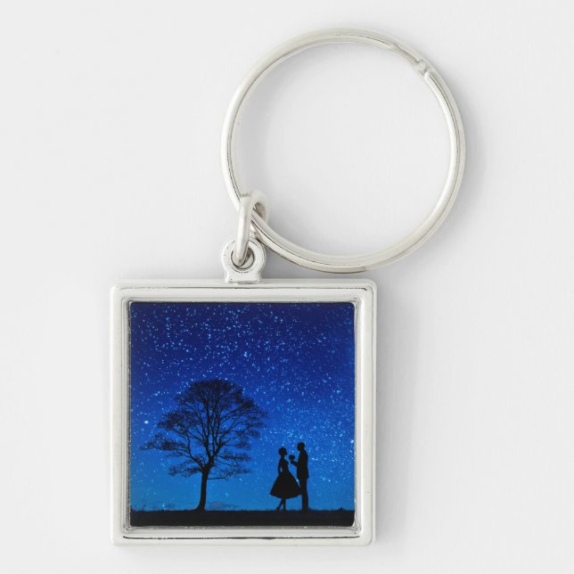 Porte-clés Amants sous une pleine lune (Devant)