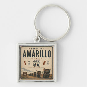 Porte-clés Amarillo Route 66 Coordonnées Souvenir