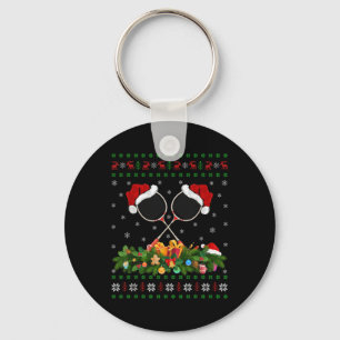 Porte-clés Amateur de badminton Noël Santa T-shirt drôle de N