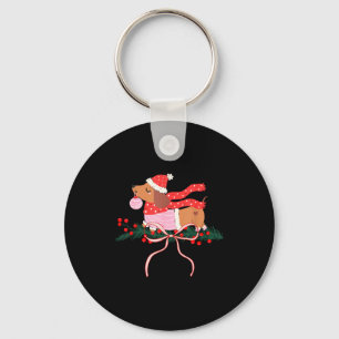 Porte-clés Amateur de chien teckel de Noël vintage mignon