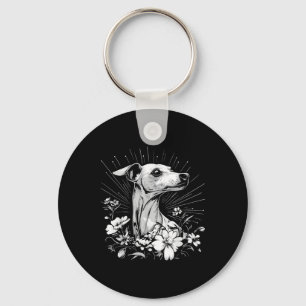 Porte-clés Amateur de chien Whippet Tatouage de style rétro