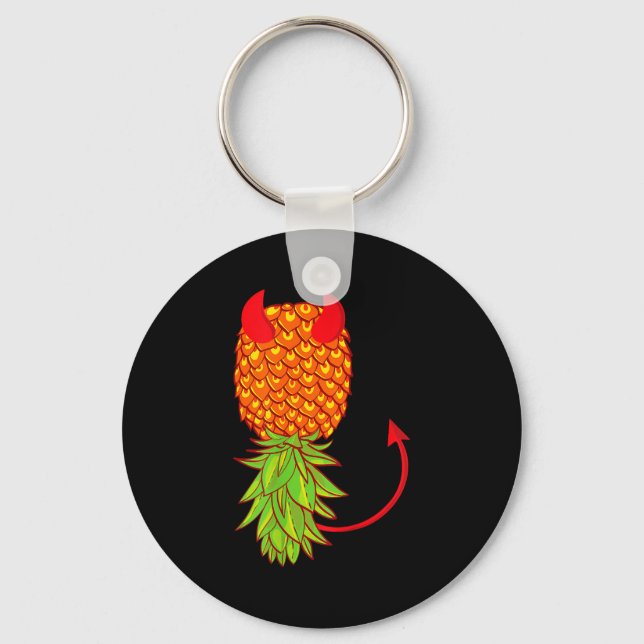 Porte-clés Amateur de fruits drôle avec un ananas à l'envers (Recto)