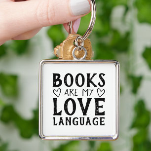 Porte-clés Amateur de livres Citation drôle Noir et Blanc