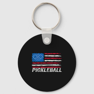 Porte-clés Amateur de pickleball drapeau patriotique de pickl