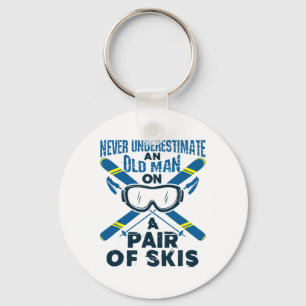 Porte-clés Amateur de ski de ski Sports d'hiver Homme âgé Sen