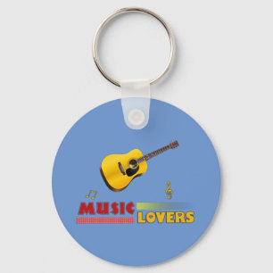 Porte-clés Amateurs de musique Guitare acoustique Mot Art