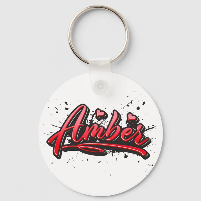 Porte-clés Amber red Heart Graffiti (Recto)