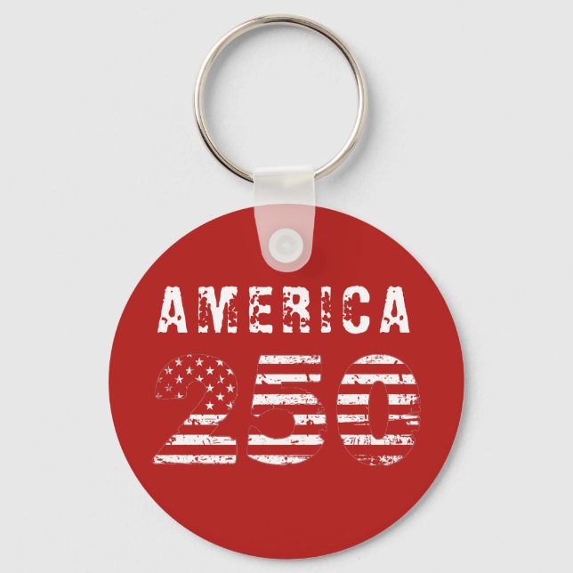 Porte-clés America 250 Anniversary Grunge Text Red (Recto)