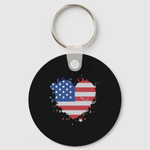 Porte-clés America Love Drapeau Usa Heart 4 juillet American