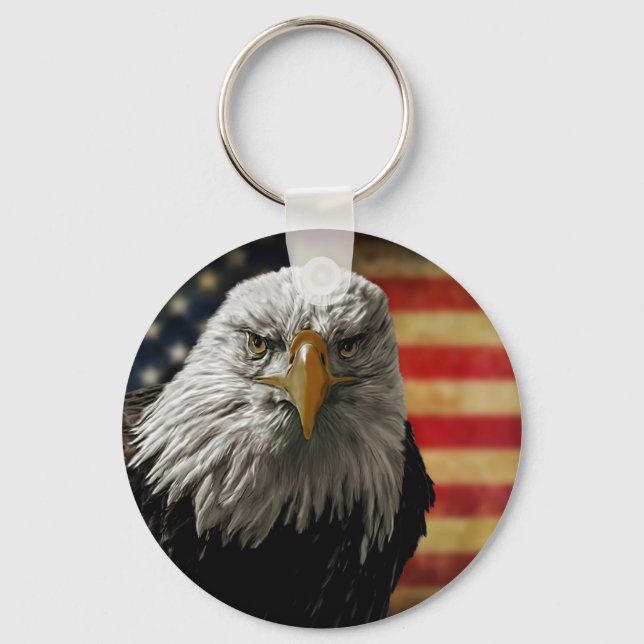 Porte-clés American Bald Eagle on Grunge Flag (Recto)