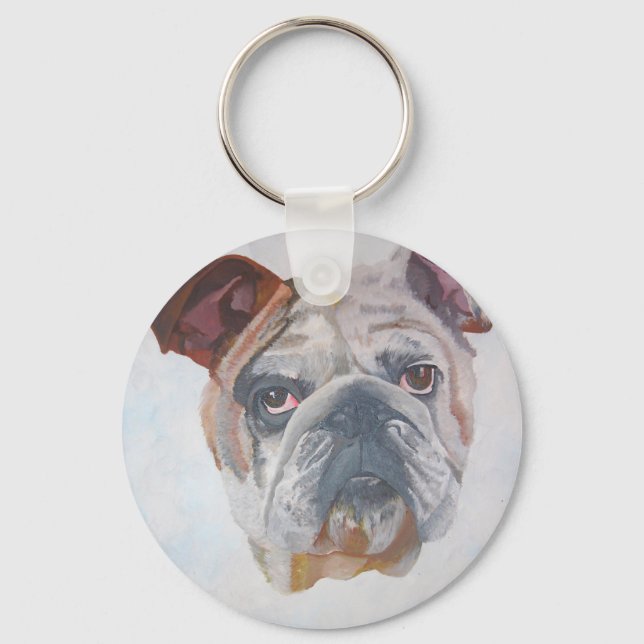 Porte-clés American Bulldog Artistic Pet Portrait (Recto)