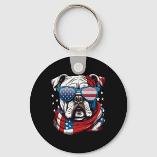 Porte-clés American Bulldog Patriotique 4 juillet Amoureux de