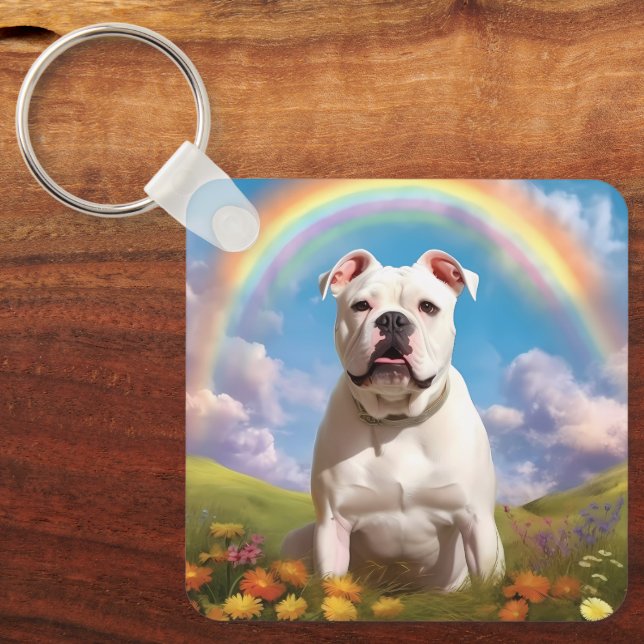 Porte-clés American Bulldog Rainbow Bridge Nom personnalisé d (Recto)