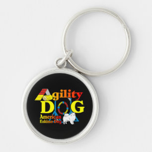 Porte-clés American Eskimo Dog Agility