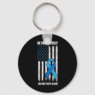 Porte-clés American Flag Diabetes Support Type 1 Blue Ribbon