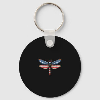 Porte-clés American Flag Dragonfly Patriotic 4th of July Red 