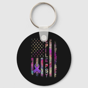 Porte-clés American Flag Epilepsie Awareness Support Tie Dye