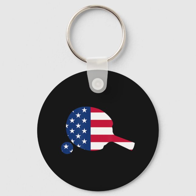 Porte-clés American Flag Ping Pong Table Tennis Player Equipm (Recto)