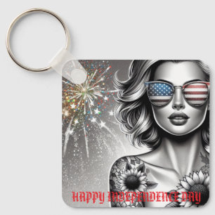 Porte-clés American Girl Drapeau Lunettes de soleil et Firewo