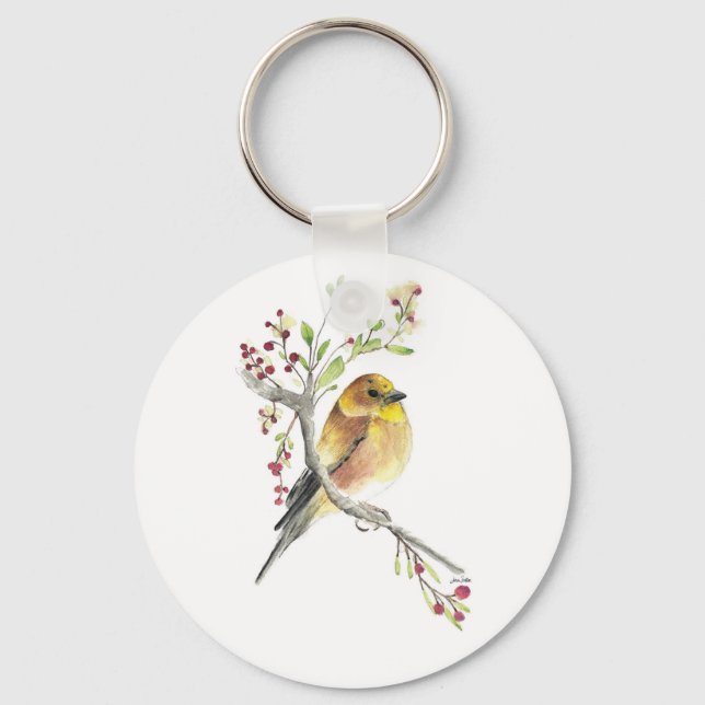 Porte-clés American Goldfinch Bird Aquarelle Porte - clé (Recto)