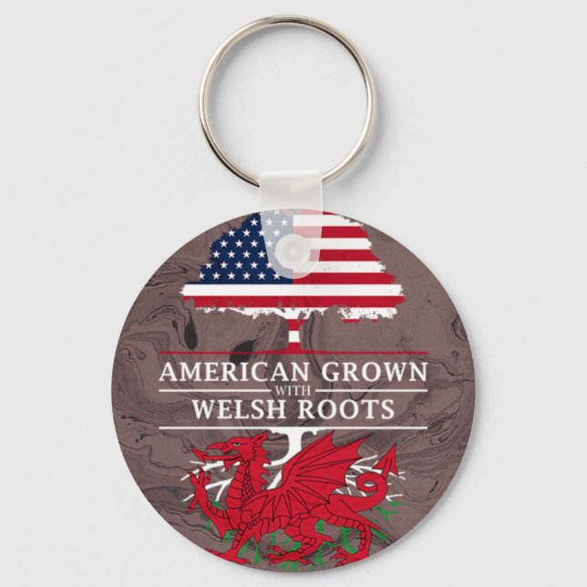 Porte-clés American Grosse avec des racines galloises style m (Recto)