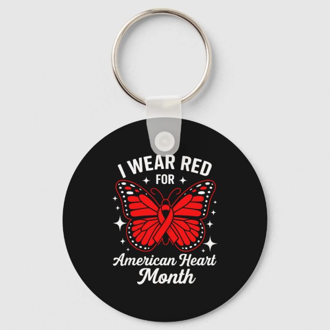 Porte-clés American Heart Disease Awareness Month Ribbon Red  (Recto)