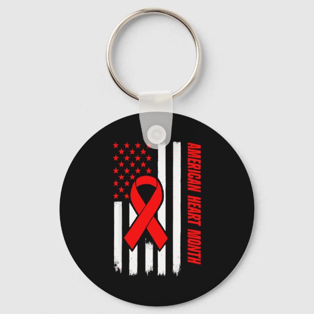 Porte-clés American Heart Disease Awareness Month Ribbon Red  (Recto)