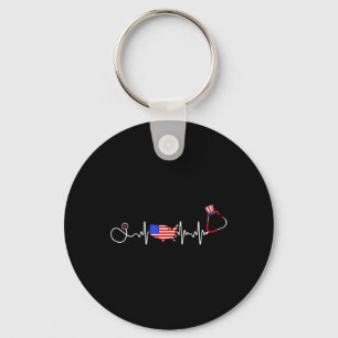 Porte-clés American Nurse 4 juillet Usa Drapeau Carte Patriot
