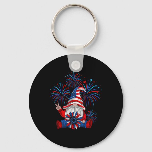 Porte-clés American Patriotic Gnome Usa Independence Day 4e (Recto)
