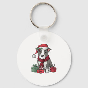 Porte-clés American Pit Bull Terrier Chien vêtements de Noël 