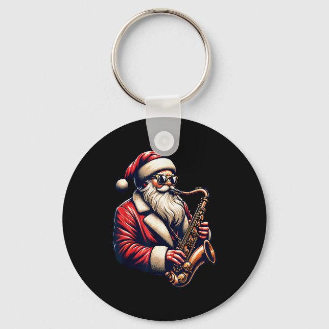 Porte-clés American Santa Playing Saxophone Xmas Jazz Christm (Recto)