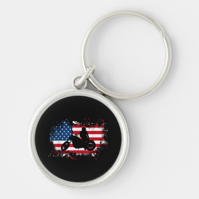 Porte-clés American US Flag Motorcycle Funny Sport Lover (Devant)
