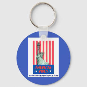 Porte-clés "American Vibes" Statue Liberty Red Stripes Person