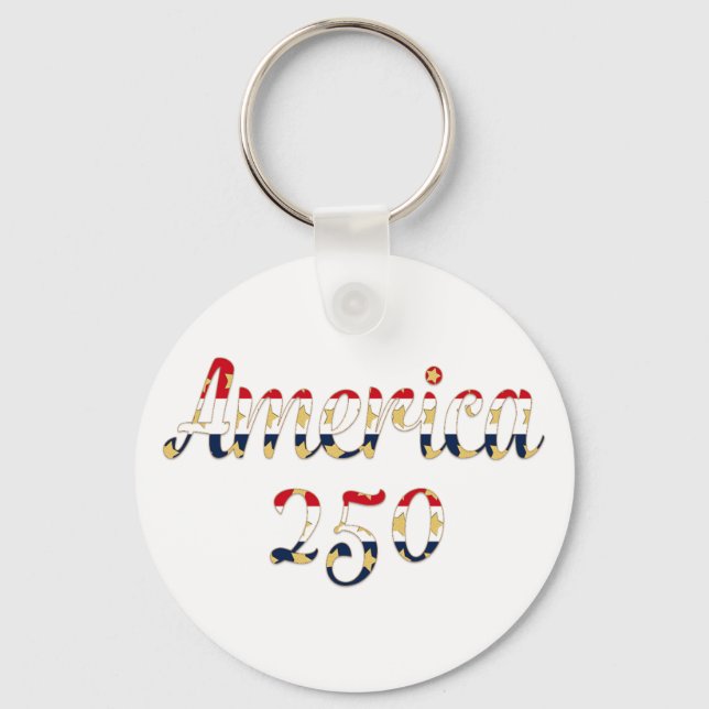 Porte-clés Amérique 250  rouge blanc bleu or  (Recto)