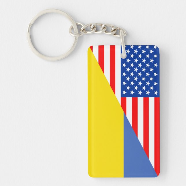 Porte-clés amérique américaine ukraine demi-drapeau usa (Devant)