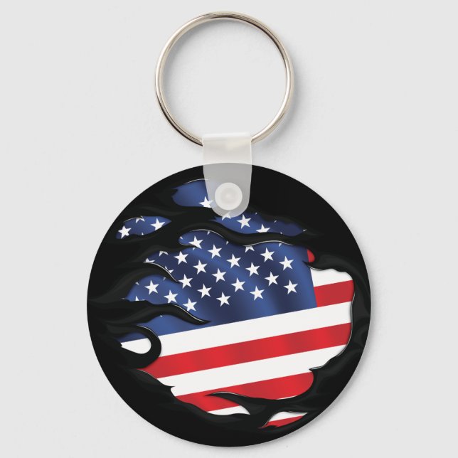Porte-clés Amérique déchiré le drapeau (Recto)