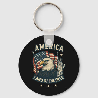 Porte-clés Amérique Terre De La Liberté Drapeau Usa 4 Juillet