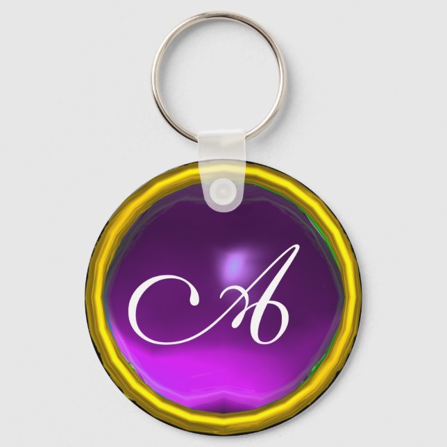 Porte-clés AMÉTHYST MONOGRAM, jaune violet (Recto)
