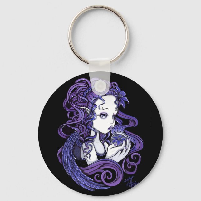 Porte-clés "Améthyste" Crystal Ball Angel porte - clé d'art (Recto)