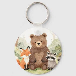 Porte-clés Amis mignons de la forêt Ours Renard Raton laveur