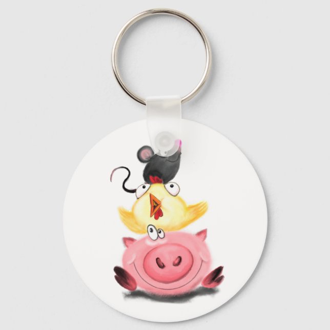 Porte-clés Amis Piggy Chick et Porte - clé de souris (Recto)