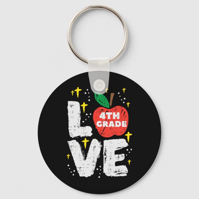 Porte-clés Amour 4e année Apple quatrième premier jour d'écol (Recto)