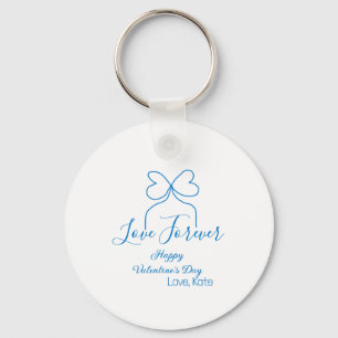 Porte-clés Amour à jamais ruban bleu joyeuse Saint-Valentin n