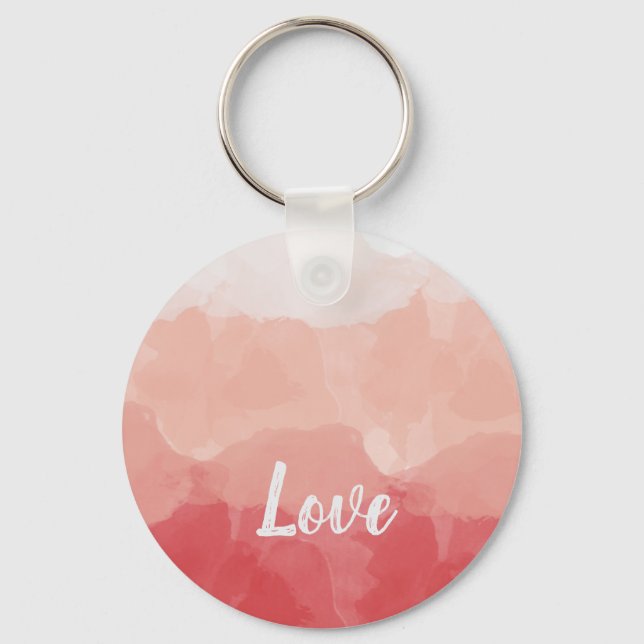 Porte-clés Amour à l'aquarelle rose (Recto)