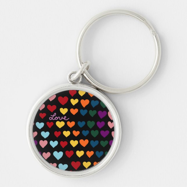 Porte-clés Amour avec arc-en-ciel de cœurs (Devant)
