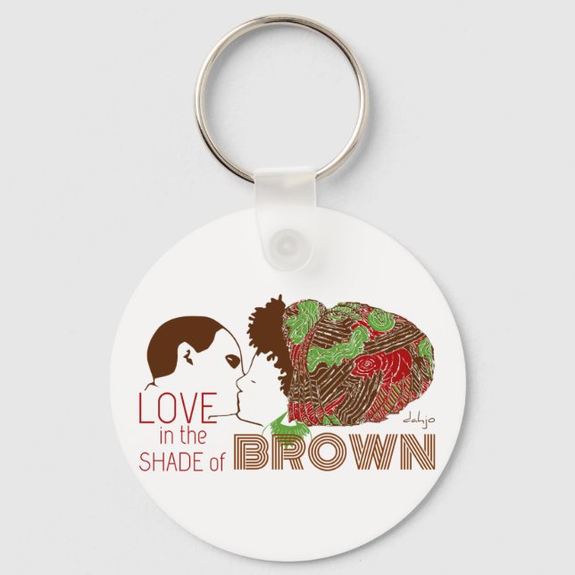 Porte-clés AMOUR Brown en VERT & ROUGE (Recto)