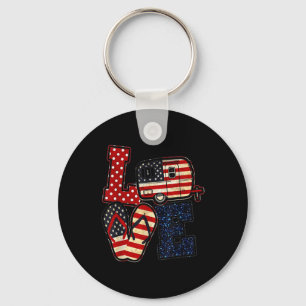 Porte-clés Amour Camping Drapeau Usa 4 Juillet Tongs Camper