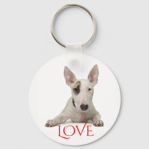 Porte-clés amour chiot Bull Terrier rouge